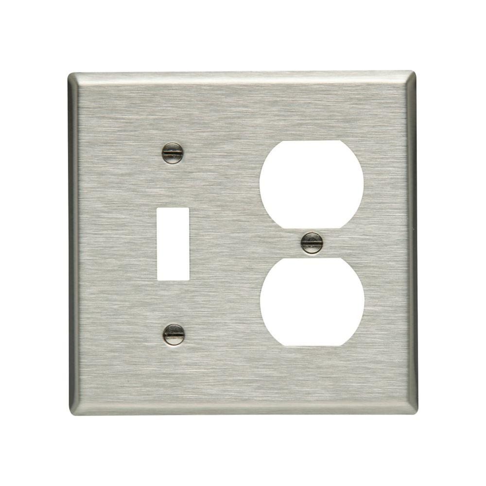 Wallplate 2G Combo Toggle/Duplex Std BR