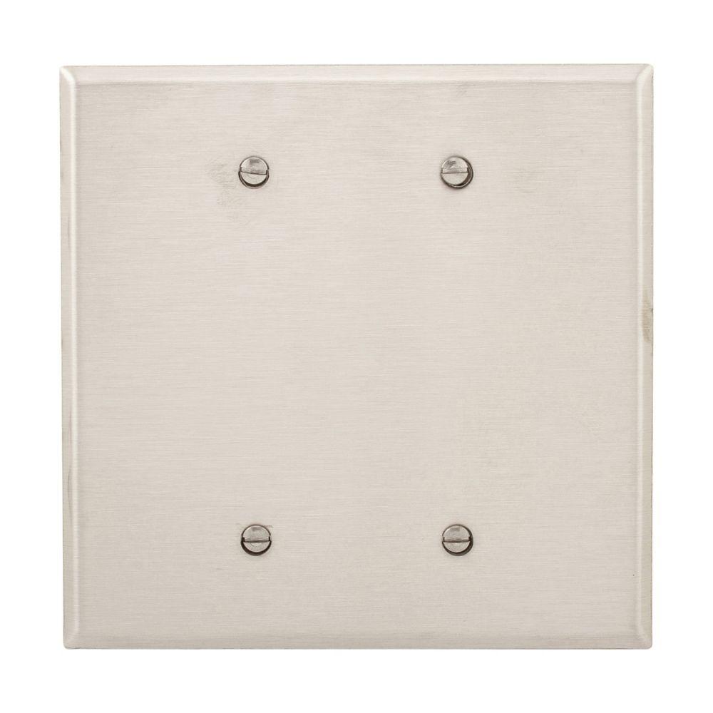 Wallplate 2G Blank Box Mount Oversize SS