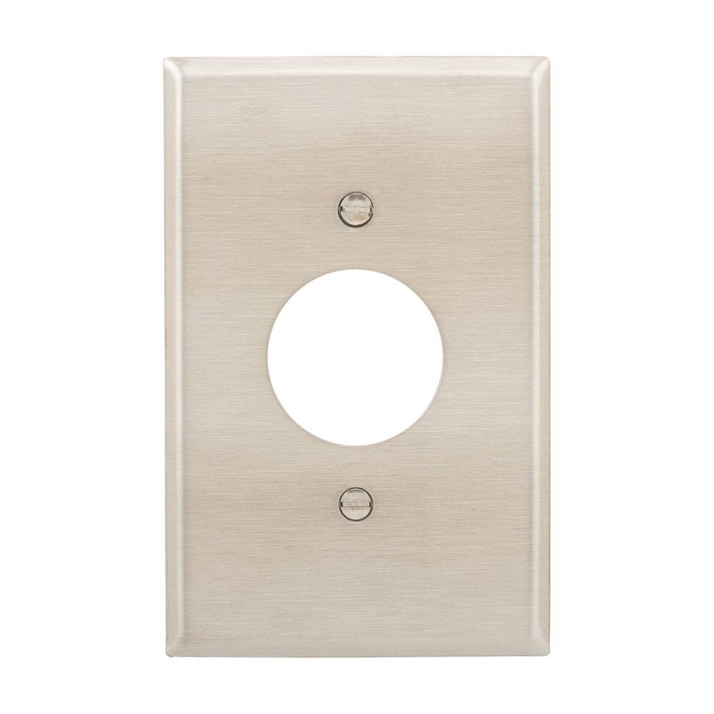 Wallplate 1G Sgl Recp 1.406&#34; Hole Mid SS