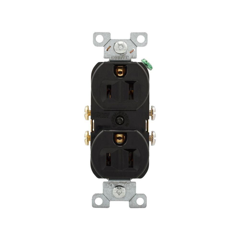Recp Duplex 15A 125V 2P3W Swire Str BK