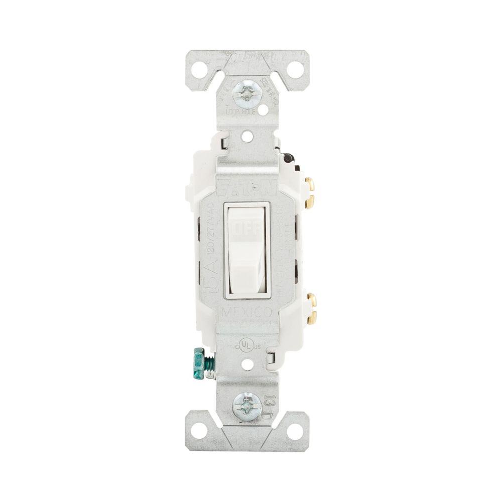 Switch Toggle SP 15A 120/277V B/Swire WH