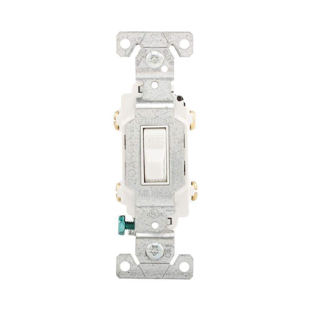 Switch Toggle DP 20A 120/277V B/Swire WH