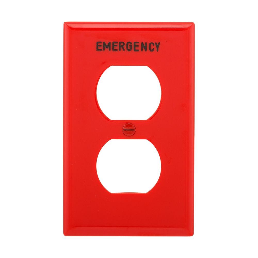 Wallplate 1G Emerg Dup Recp Nylon Std RD