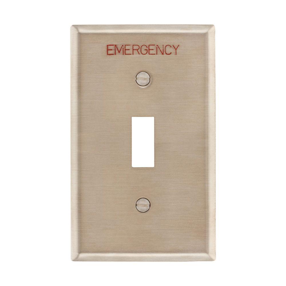 Wallplate 1G Toggle EMERGENCY Std SS