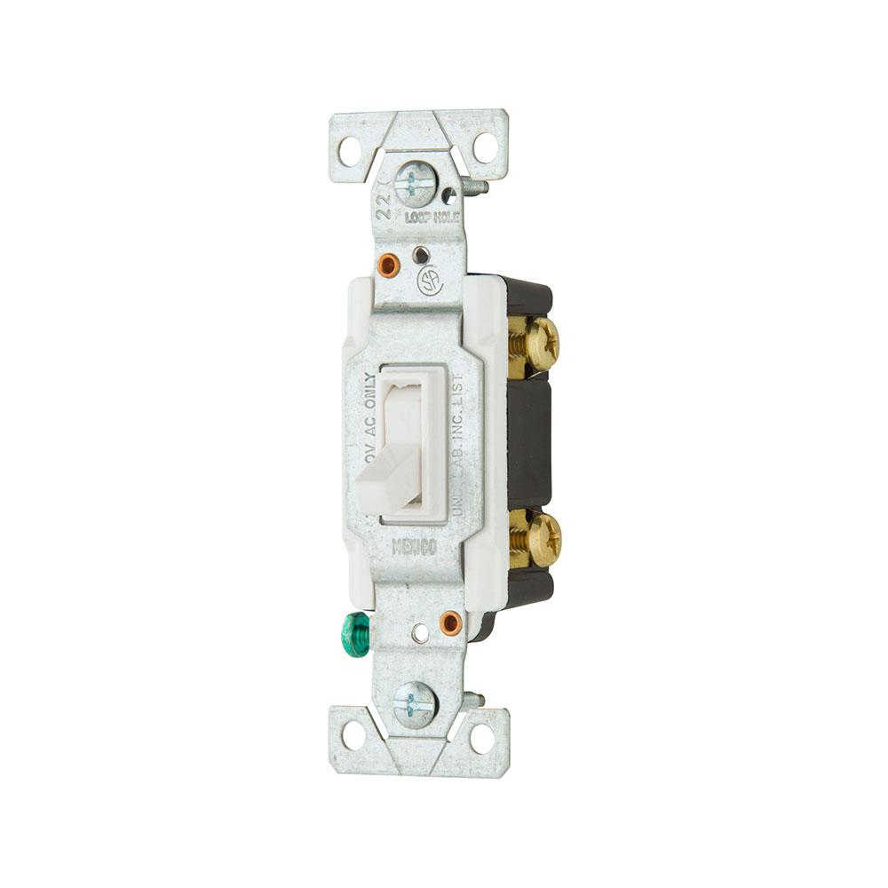 Switch Toggle SP LT 15A 120V Grd WH