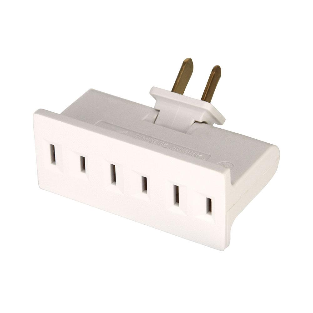 Tap 3 Outlet Swivel 15A 125V 2P2W WH