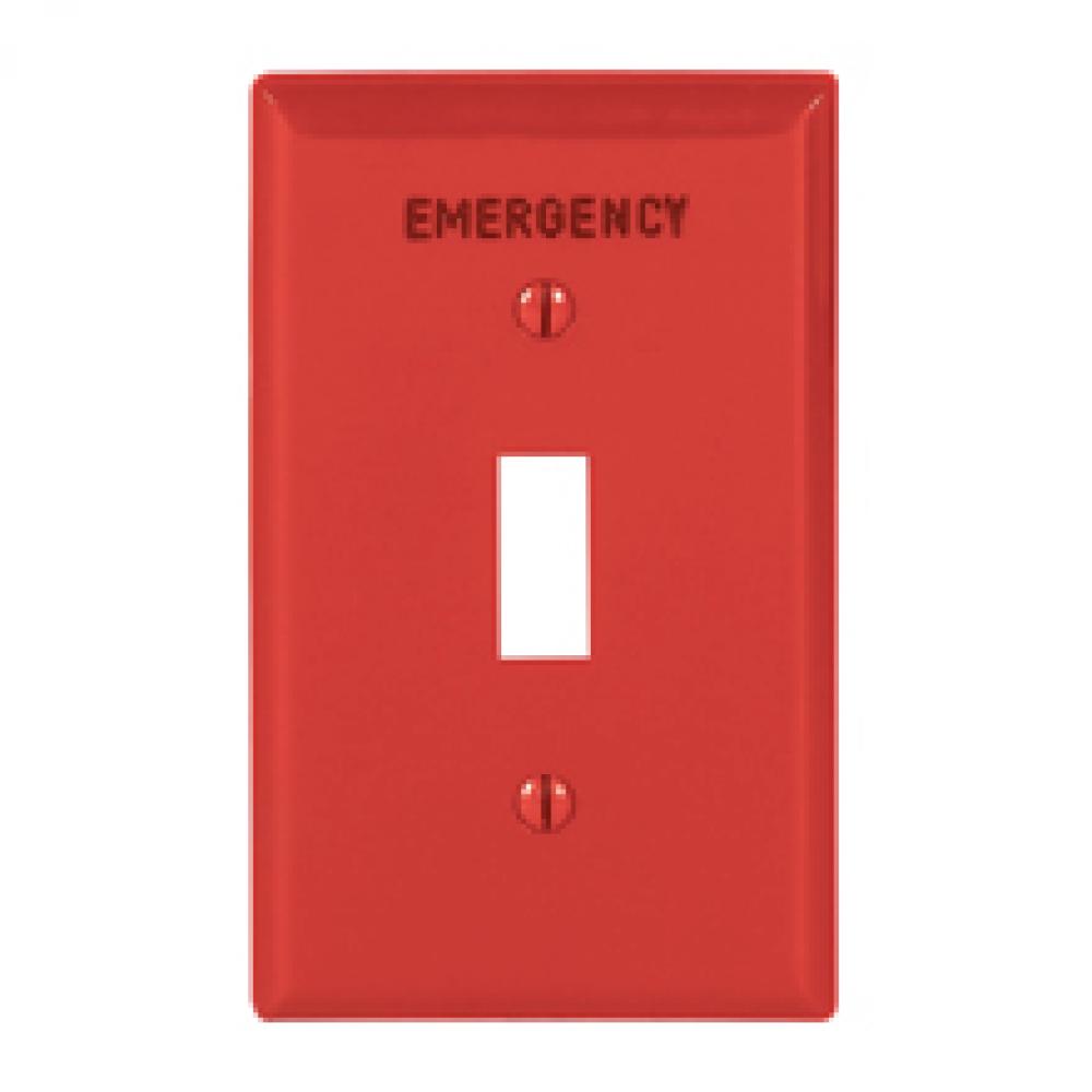 Wallplate 1G Emerg Toggle Nylon Std RD