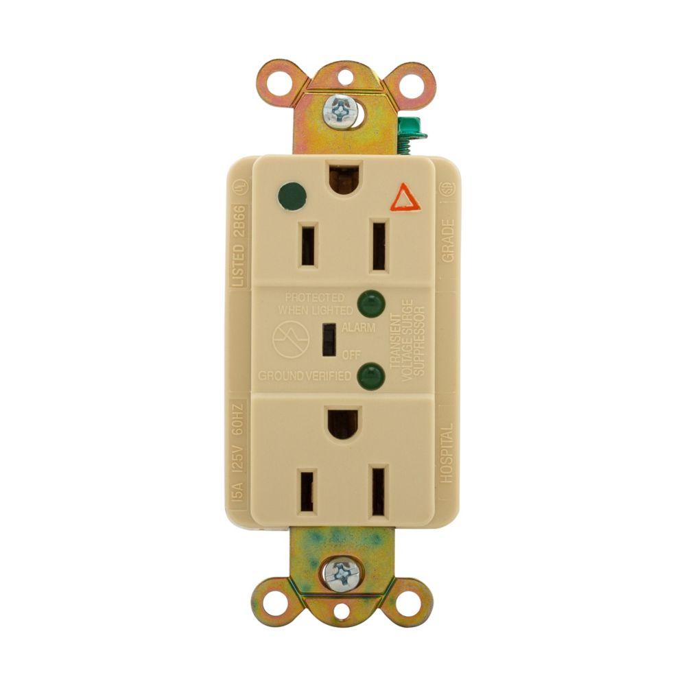 Recp HG IG TVSS 15A125V2P3W Led&Alarm IV