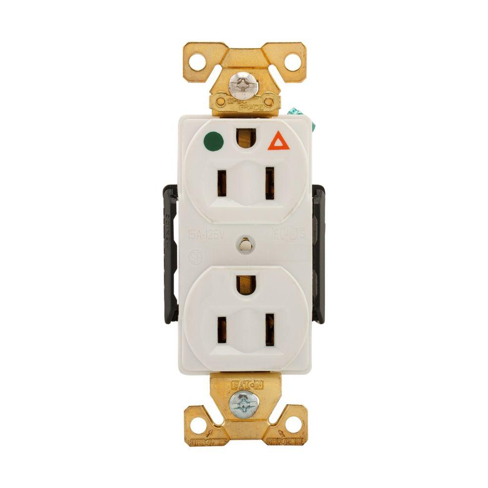 Recp HG IG Dup 15A 125V 2P3W Str B&S WH