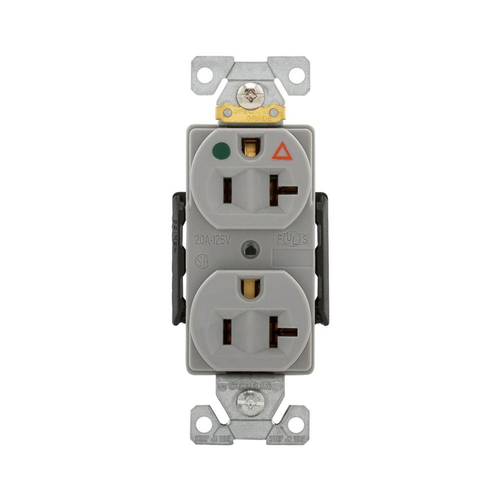 Recp HG IG Dup 20A 125V 2P3W Str B&S GY