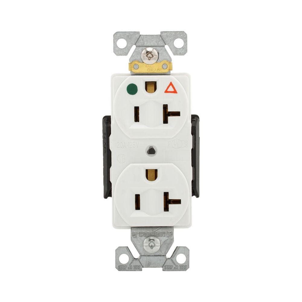 Recp HG IG Dup 20A 125V 2P3W Str B&S WH