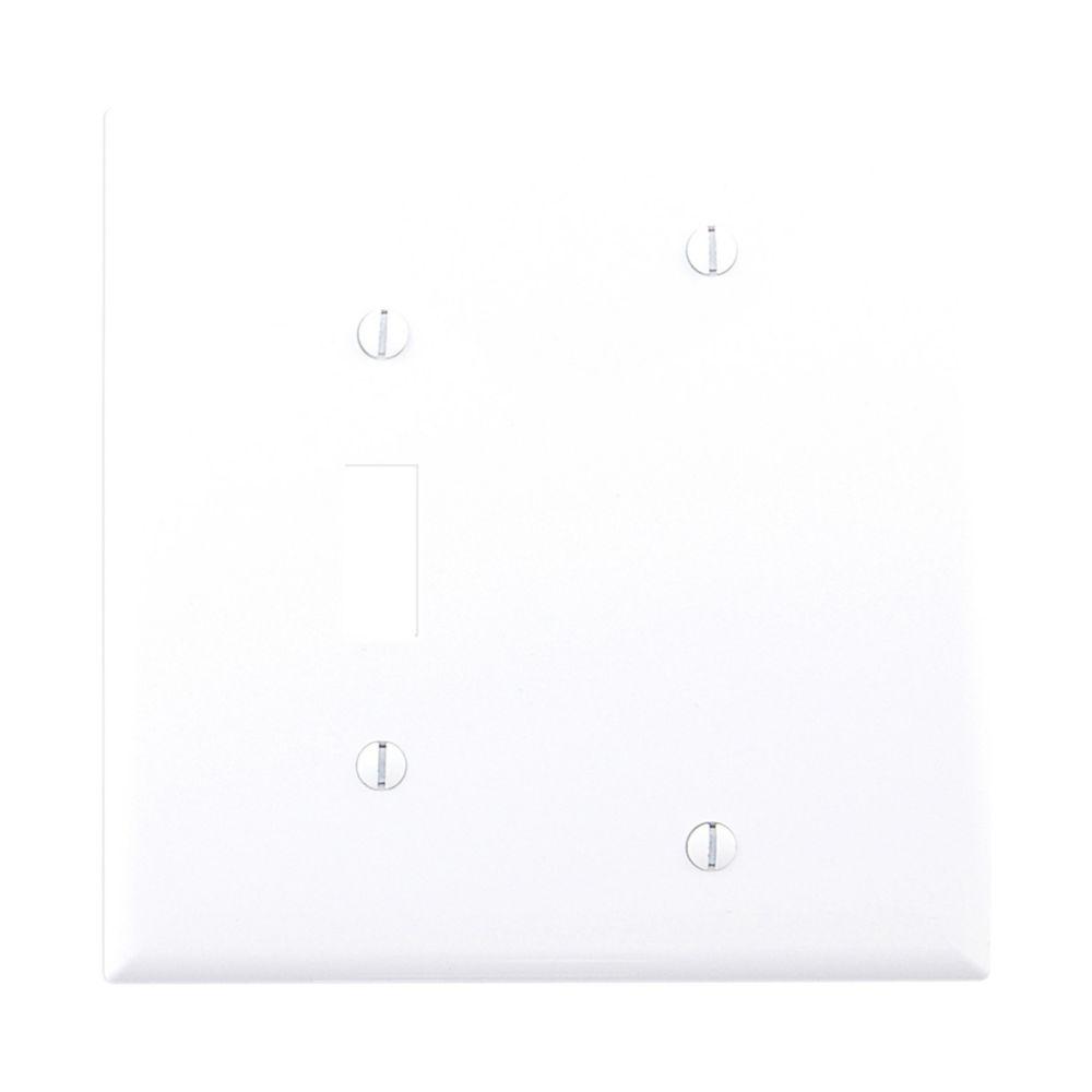 Wallplate 2G Toggle/Blank Poly Mid WH