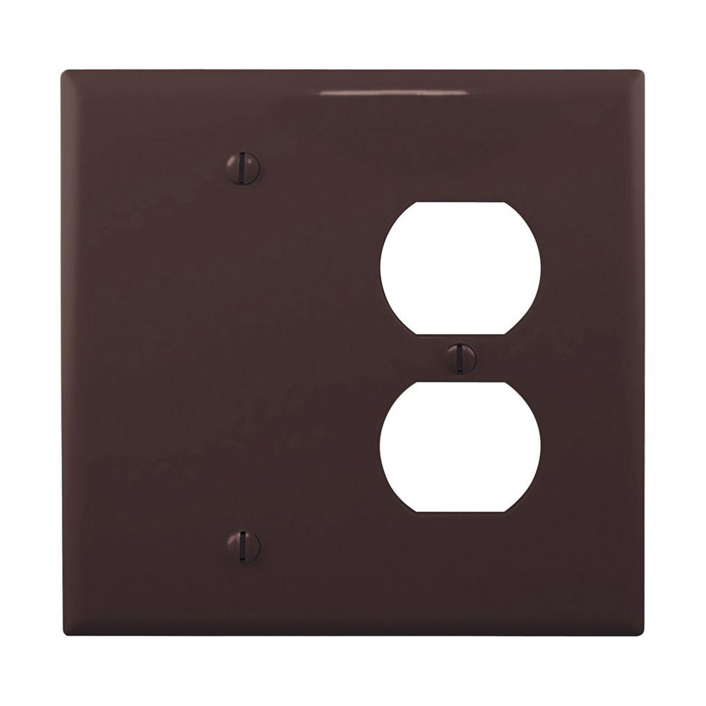Wallplate 2G Duplex/Blank Poly Mid BR