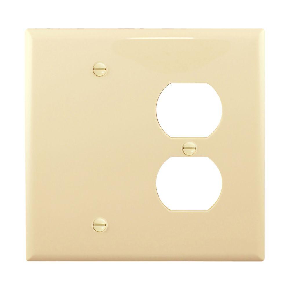Wallplate 2G Duplex/Blank Poly Mid IV