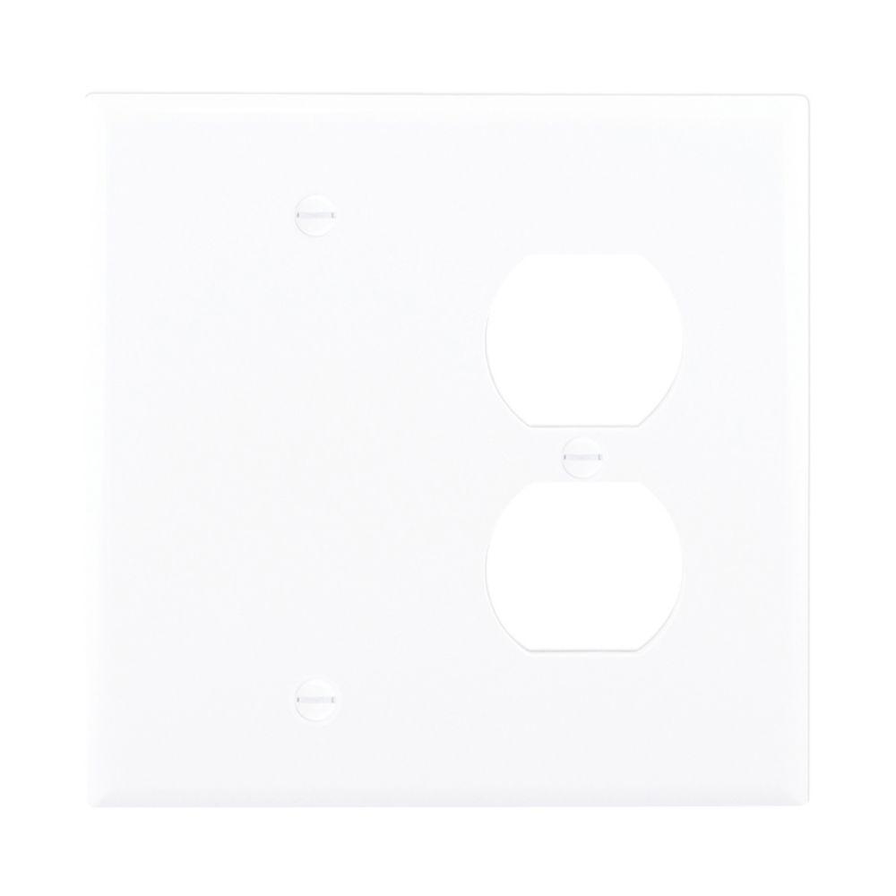 Wallplate 2G Duplex/Blank Poly Mid WH