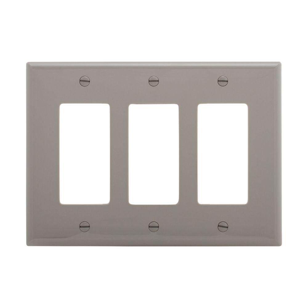 Wallplate 3G Decorator Poly Mid GY