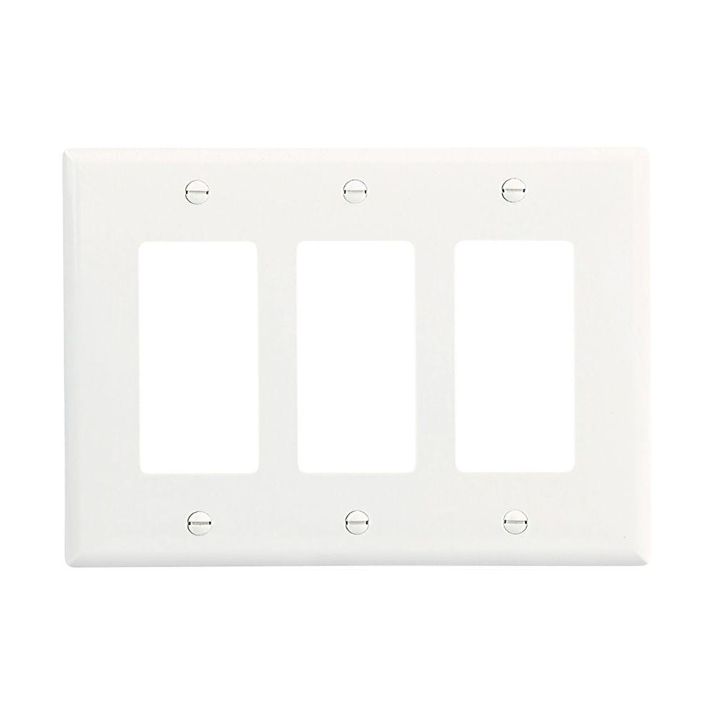 Wallplate 3G Decorator Poly Mid WH