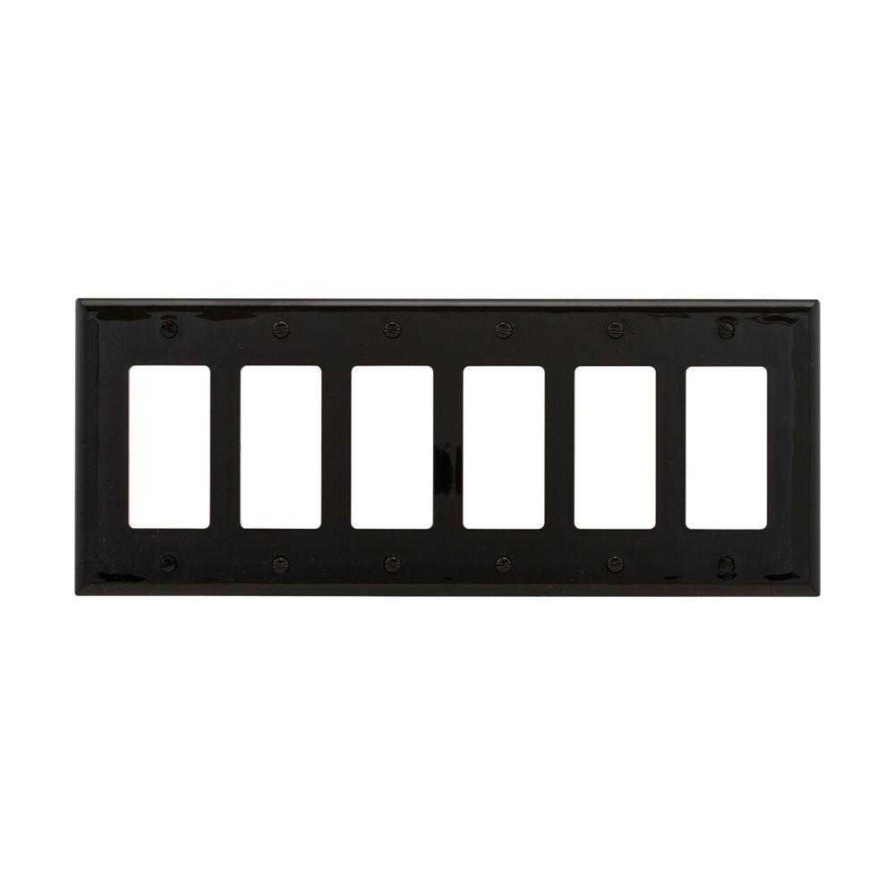 Wallplate 6G Decorator Poly Mid BK