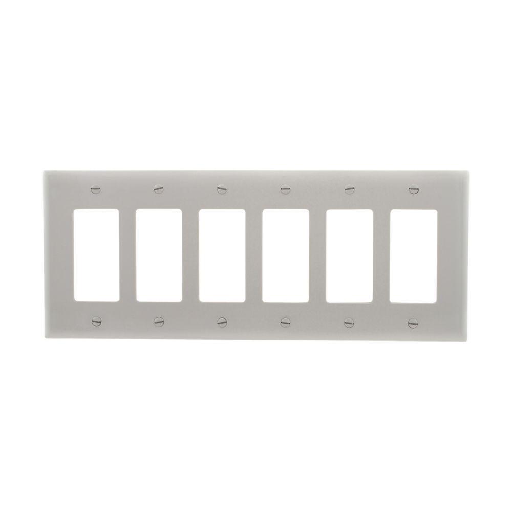 Wallplate 6G Decorator Poly Mid GY