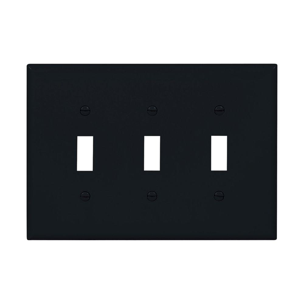 Wallplate 3G Toggle Poly Mid BK