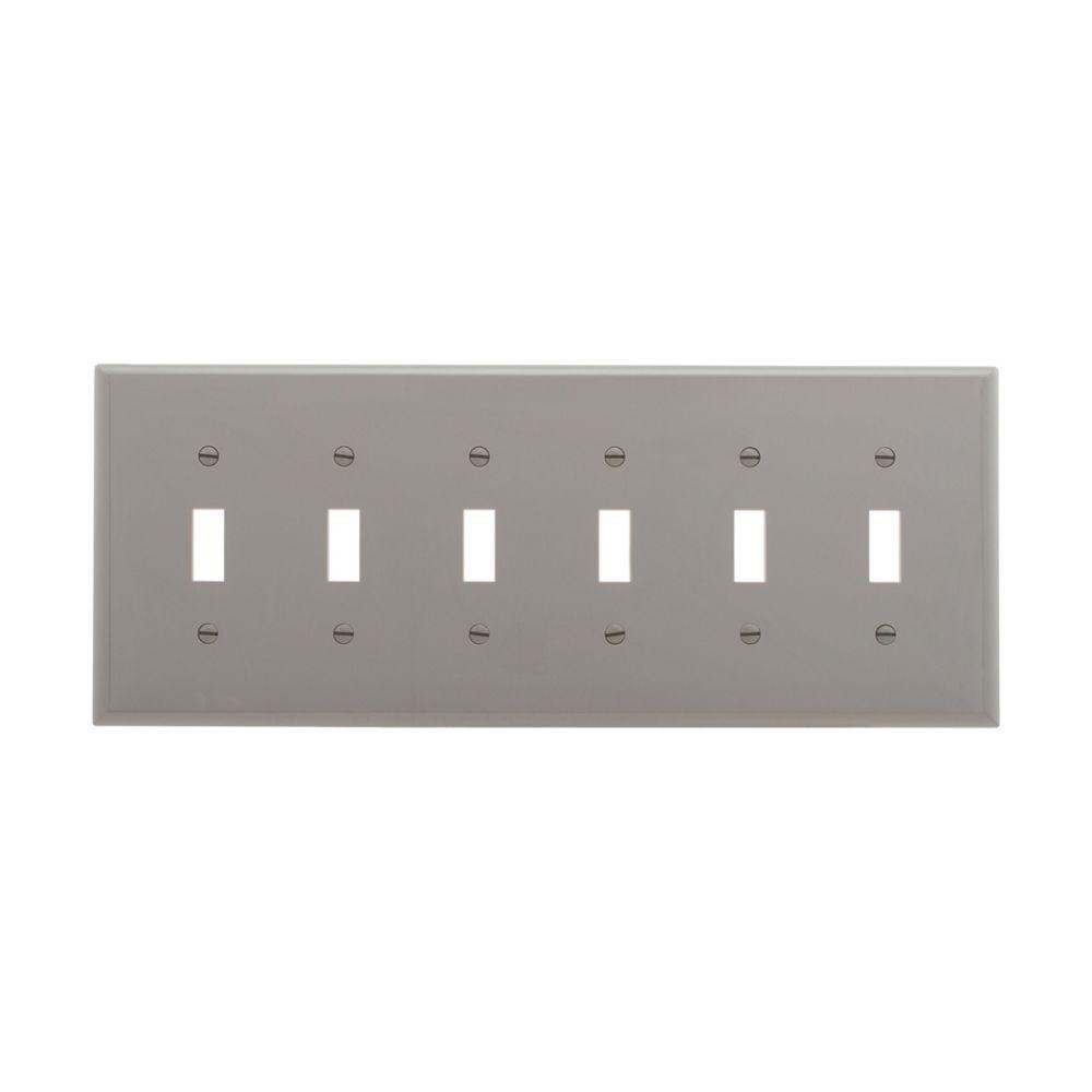 Wallplate 6G Toggle Poly Mid GY