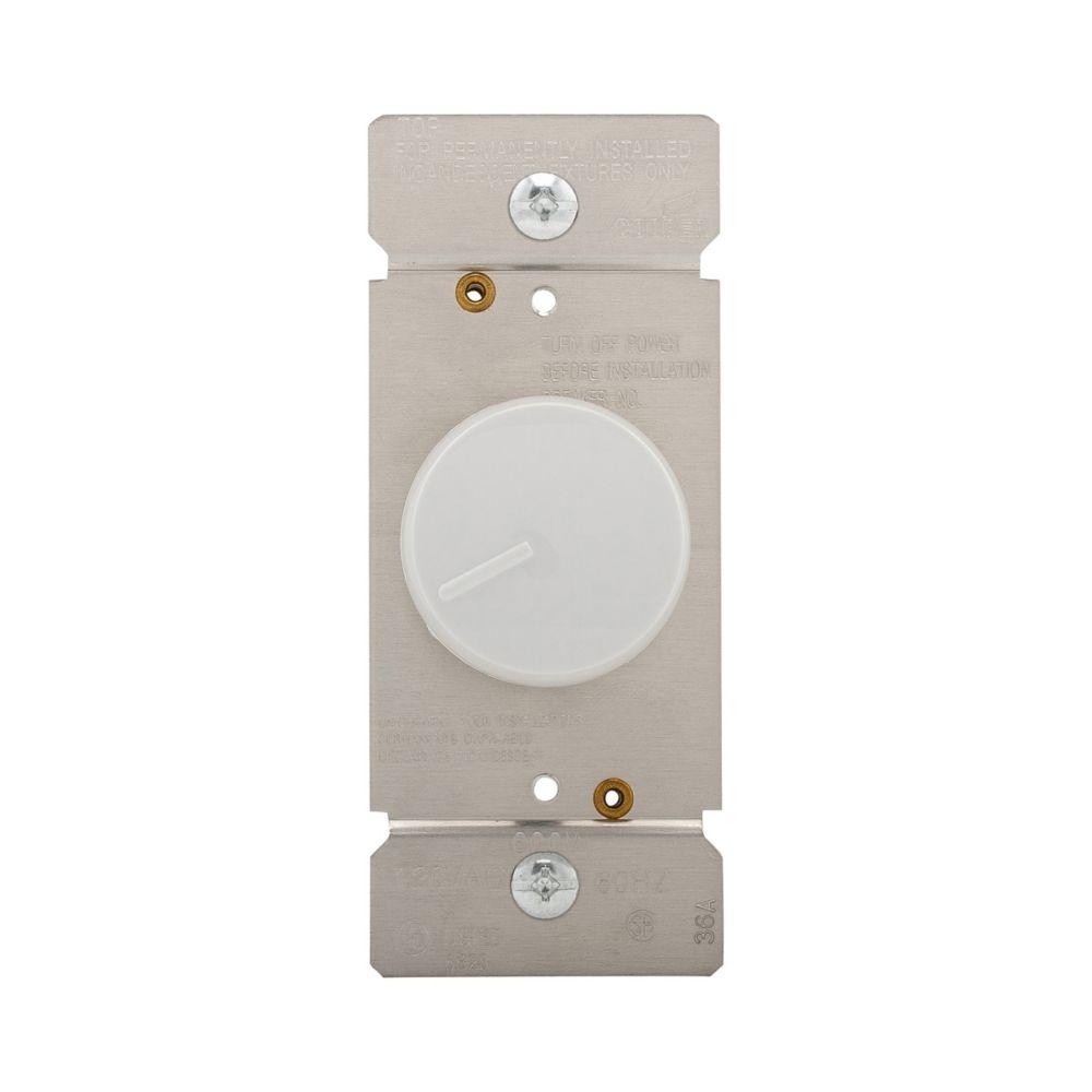 Dimmer Rotary SP/3W 600W 120V Pset WH