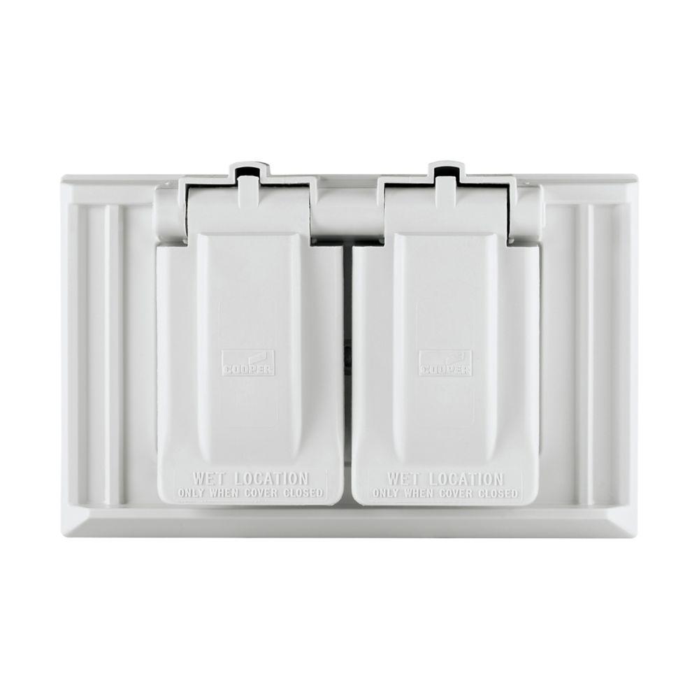 Cover 1G Dup Recp Wet Loc Horiz Plas WH