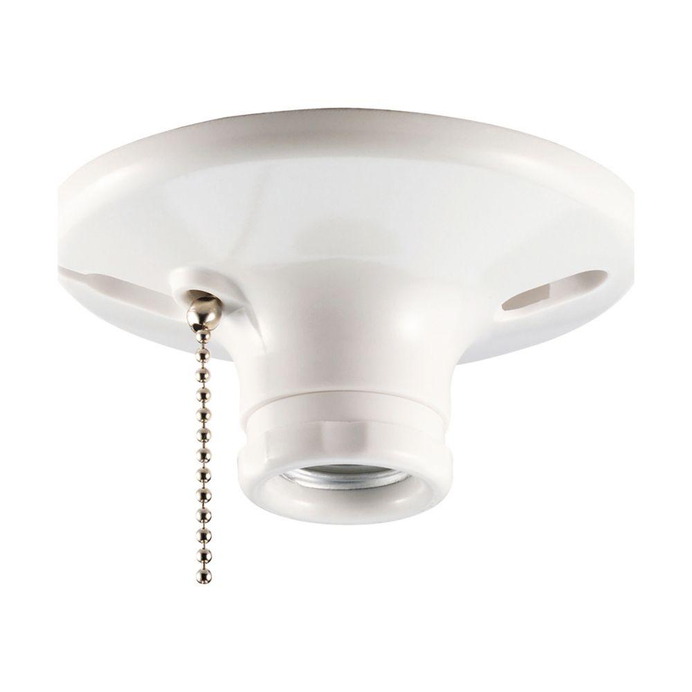 Lamphldr PullChain Push/TopWire Plas WH