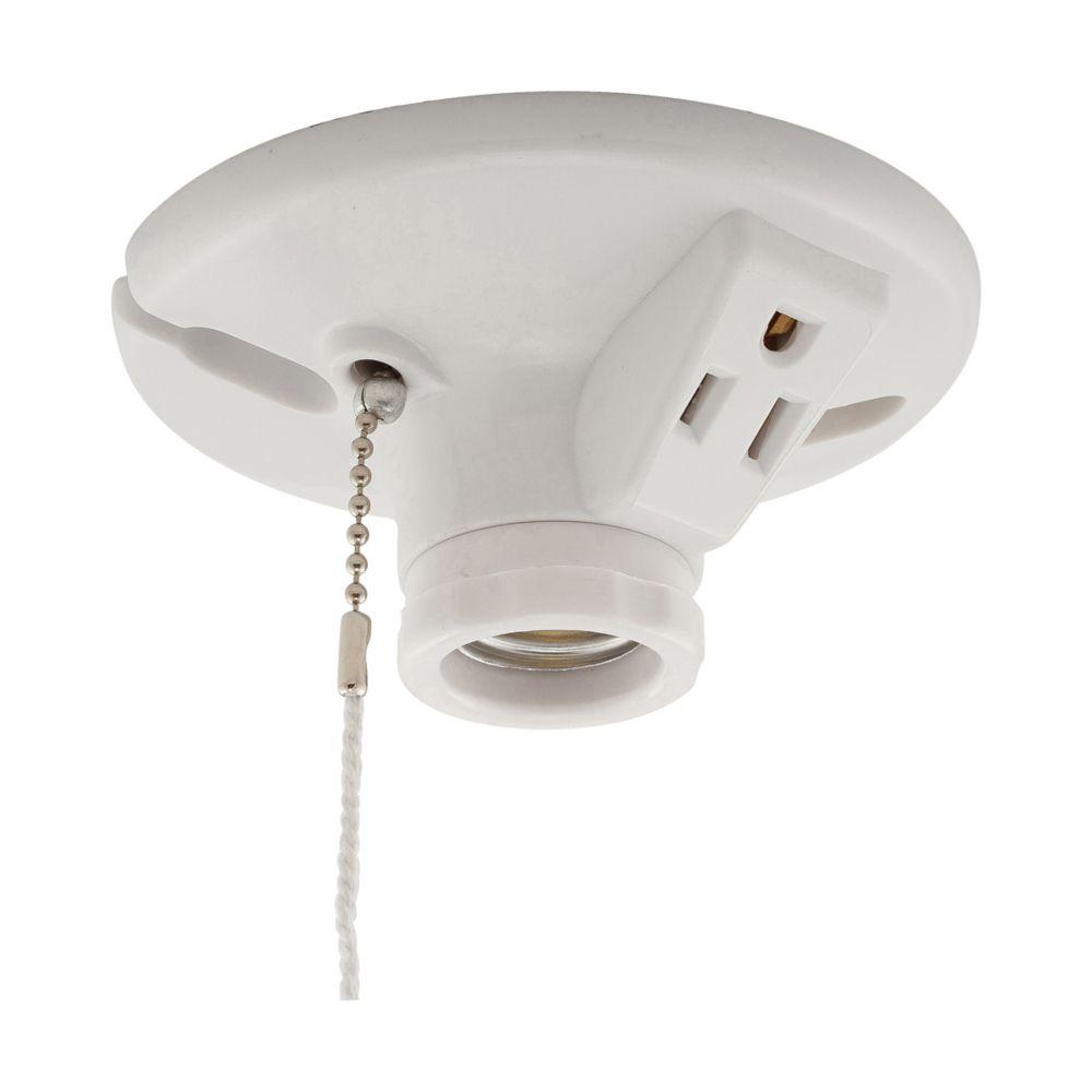 Lmphldr W/2P3W Recp PullChain Plastic WH