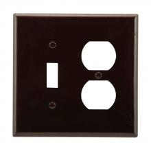 Eaton Wiring Devices 2038B-BOX - Wallplate 2G Toggle/Duplex Thrmst Mid BR