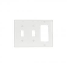 Eaton Wiring Devices 2173W-BOX - Wallplate 3G 2Tog/Deco Thermoset Std WH