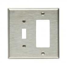 Eaton Wiring Devices 93937-BOX - Wallplate 2G Combo Toggle/Deco Mid SS