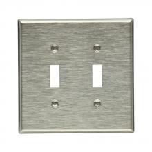 Eaton Wiring Devices 93972-BOX - Wallplate 2G Toggle Receptacle Mid SS