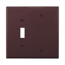 Eaton Wiring Devices PJ113B - Wallplate 2G Toggle/Blank Poly Mid BR