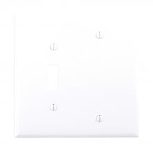 Eaton Wiring Devices PJ113W - Wallplate 2G Toggle/Blank Poly Mid WH