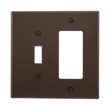 Eaton Wiring Devices PJ126B - Wallplate 2G Toggle/Deco Poly Mid BR