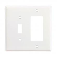 Eaton Wiring Devices PJ126W - Wallplate 2G Toggle/Deco Poly Mid WH