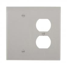 Eaton Wiring Devices PJ138GY - Wallplate 2G Duplex/Blank Poly Mid GY