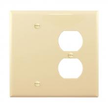 Eaton Wiring Devices PJ138V - Wallplate 2G Duplex/Blank Poly Mid IV