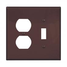 Eaton Wiring Devices PJ18B - Wallplate 2G Toggle/Duplex Poly Mid BR