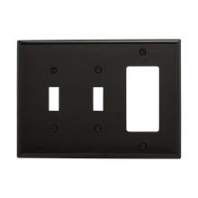 Eaton Wiring Devices PJ226BK - Wallplate 3G 2Toggle/Deco Poly Mid BK