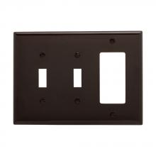 Eaton Wiring Devices PJ226B - Wallplate 3G 2Toggle/Deco Poly Mid BR