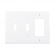 Eaton Wiring Devices PJ226W - Wallplate 3G 2Toggle/Deco Poly Mid WH