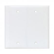 Eaton Wiring Devices PJ23W - Wallplate 2G Blank Box Mount Poly Mid WH
