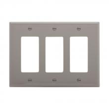 Eaton Wiring Devices PJ263GY - Wallplate 3G Decorator Poly Mid GY