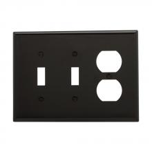 Eaton Wiring Devices PJ28BK - Wallplate 3G 2Toggle 1Duplex Poly Mid BK