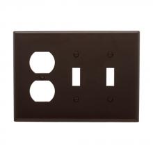 Eaton Wiring Devices PJ28B - Wallplate 3G 2Toggle 1Duplex Poly Mid BR