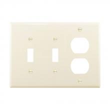 Eaton Wiring Devices PJ28LA - Wallplate 3G 2Toggle 1Duplex Poly Mid LA