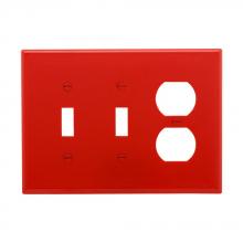 Eaton Wiring Devices PJ28RD - Wallplate 3G 2Toggle 1Duplex Poly Mid RD