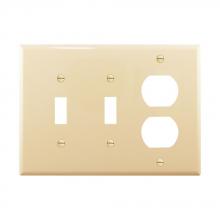 Eaton Wiring Devices PJ28V - Wallplate 3G 2Toggle 1Duplex Poly Mid IV